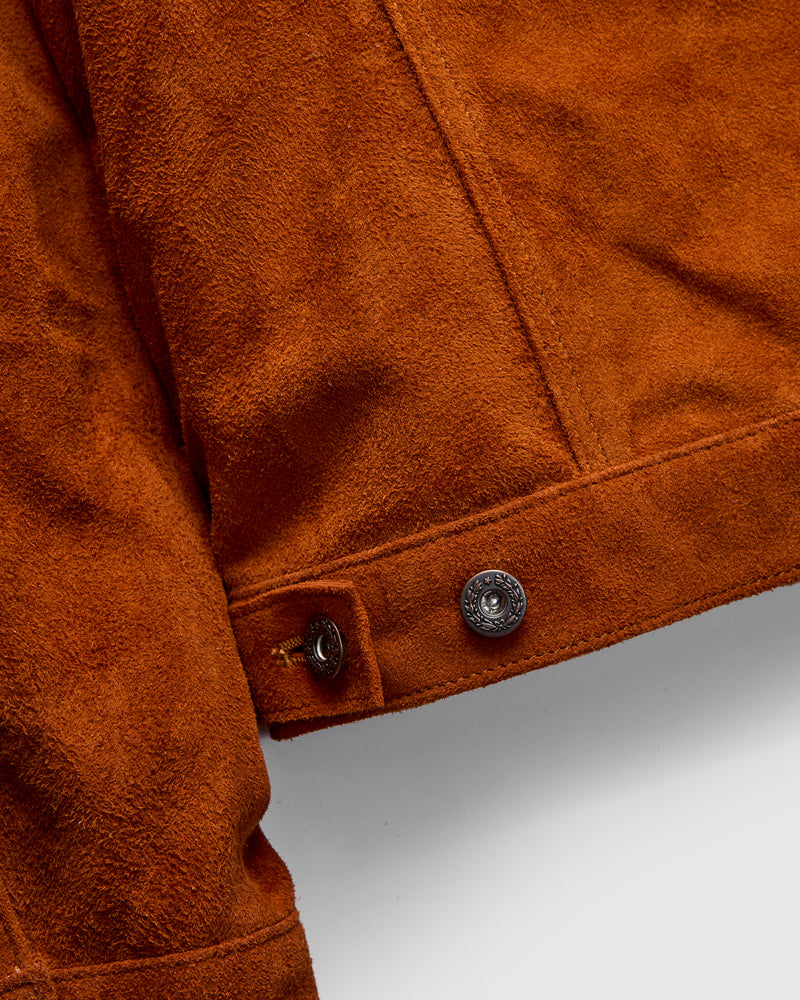 "Western Pioneer" Horsehide Suede Jacket in Caramel Brown