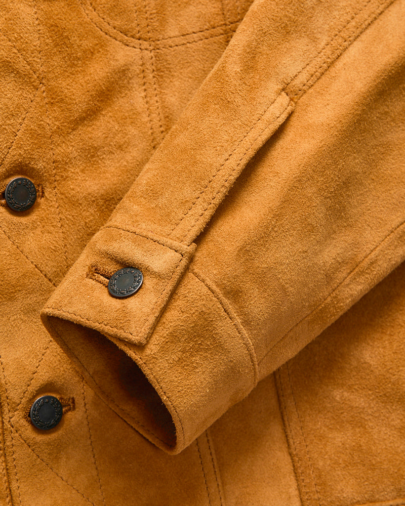 "The Boxer" Horsehide Suede Jacket in Beige