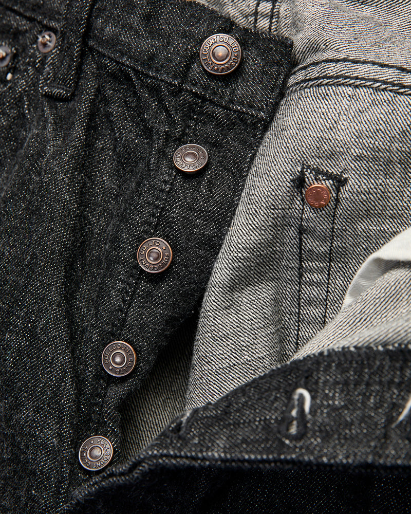 0105BK 13.75oz Black Selvedge Denim - Wide Fit