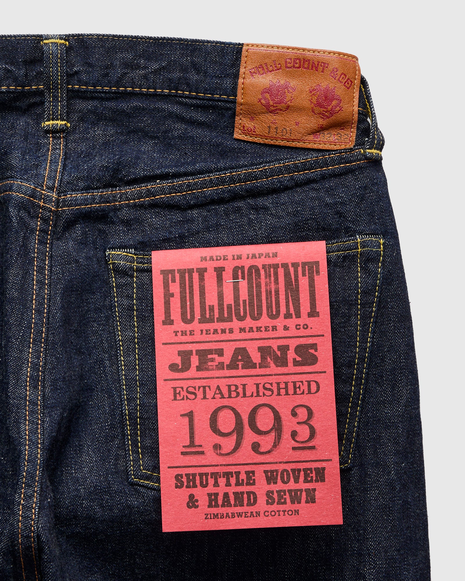 パンツ FULL COUNT / 1101 selvedge denim pants Fullcount 1101XXW 15.5oz Selvedge Straight Fit Mens Jeans - Indigo One