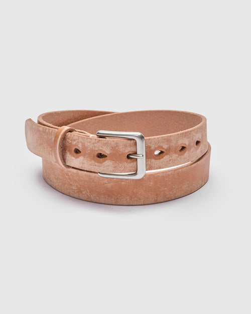 Wild Leather Narrow Belt in Natural