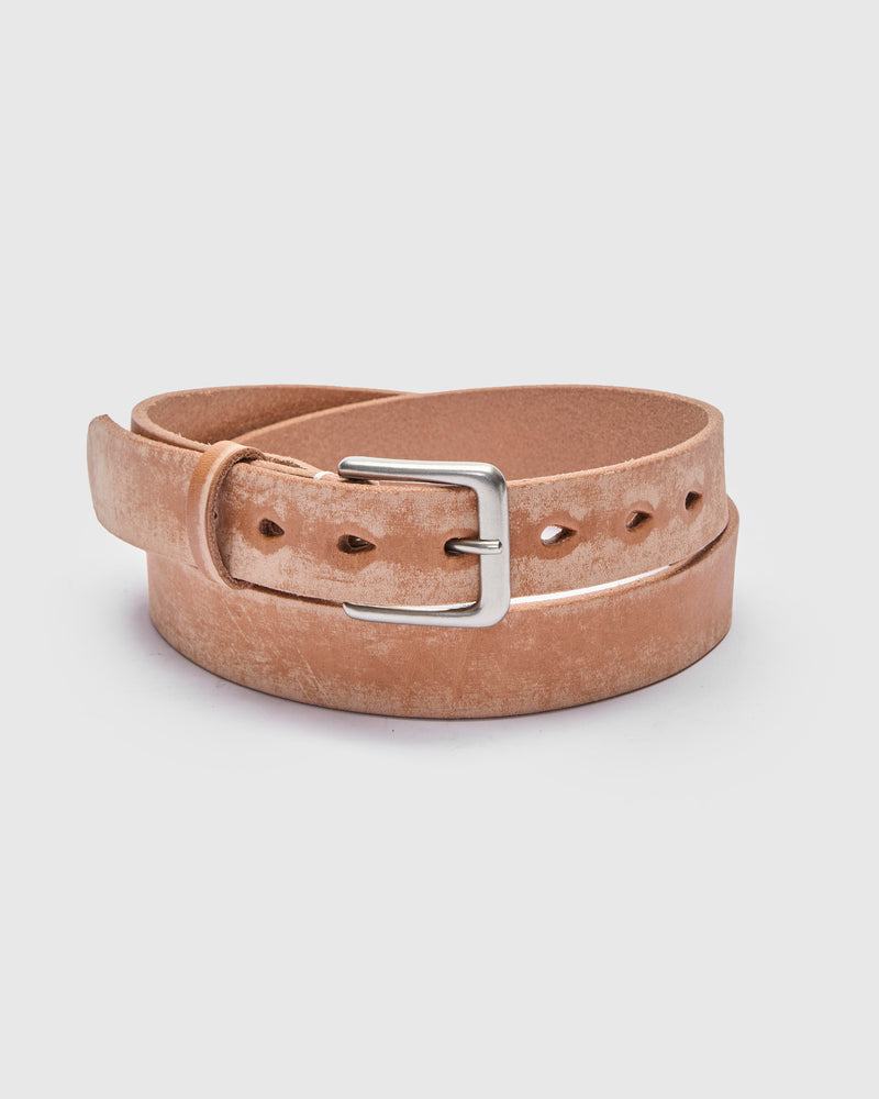 Wild Leather Narrow Belt in Natural