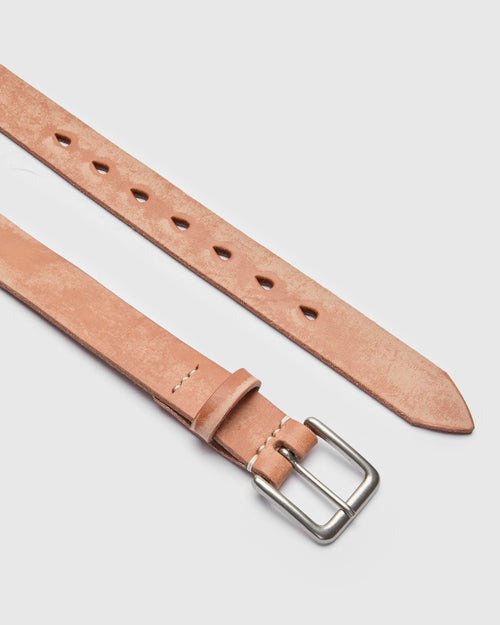Wild Leather Narrow Belt in Natural