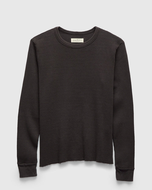Long Sleeve Thermal Crew in Faded Black