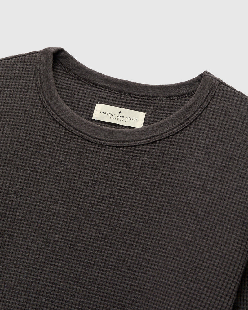 Long Sleeve Thermal Crew in Faded Black