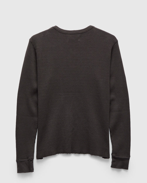 Long Sleeve Thermal Crew in Faded Black