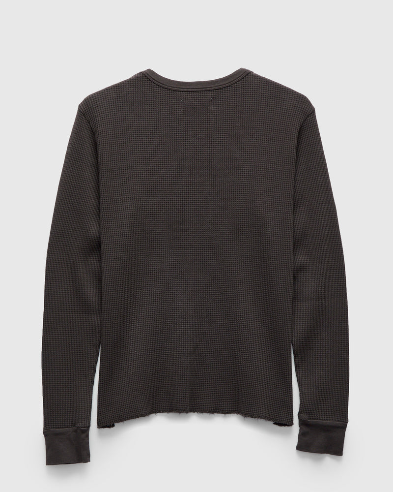 Long Sleeve Thermal Crew in Faded Black