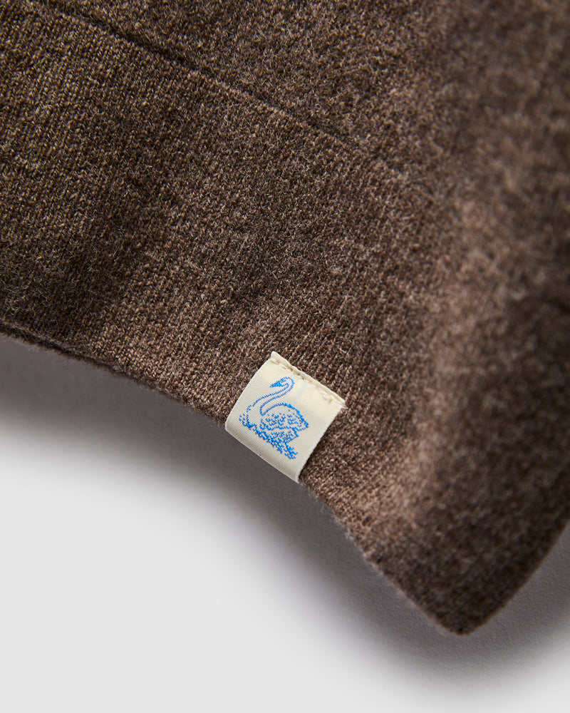 Wool-Silk-Cashmere Long Sleeve Polo in Grain