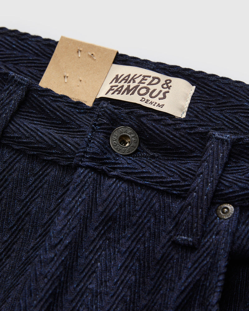 "Indigo Sugiaya" 12oz Herringbone Dobby Twill - Weird Guy Fit