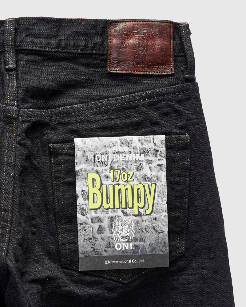 277-Bumpy "Kuro Black Overdye" 17oz Selvedge Denim - Just-Right Straight Fit