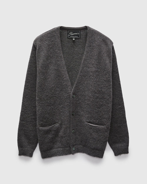 Shaggy Mohair Cardigan in Charcoal