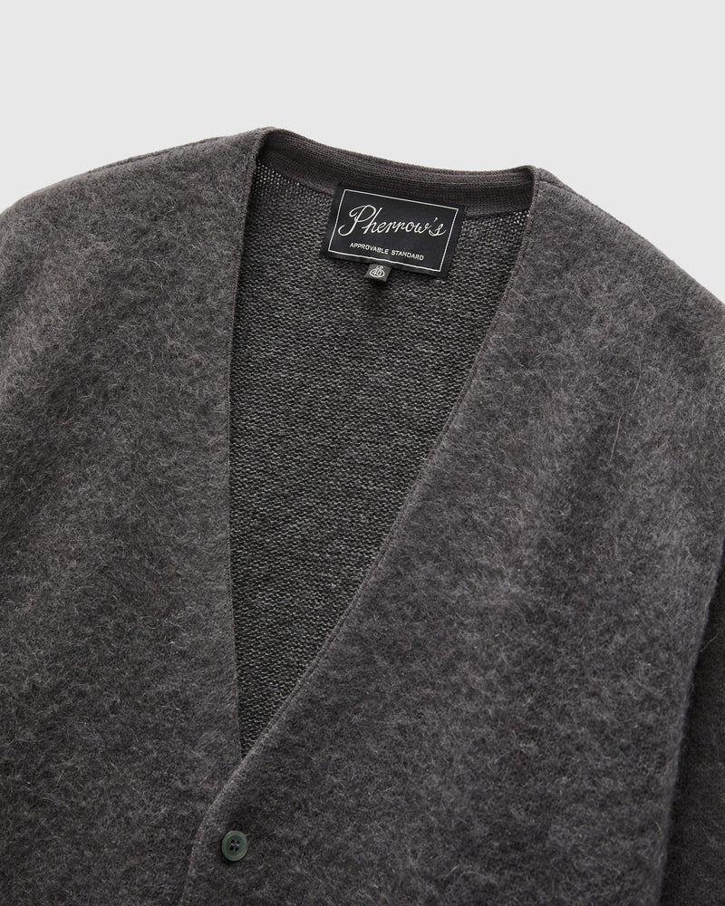 Shaggy Mohair Cardigan in Charcoal