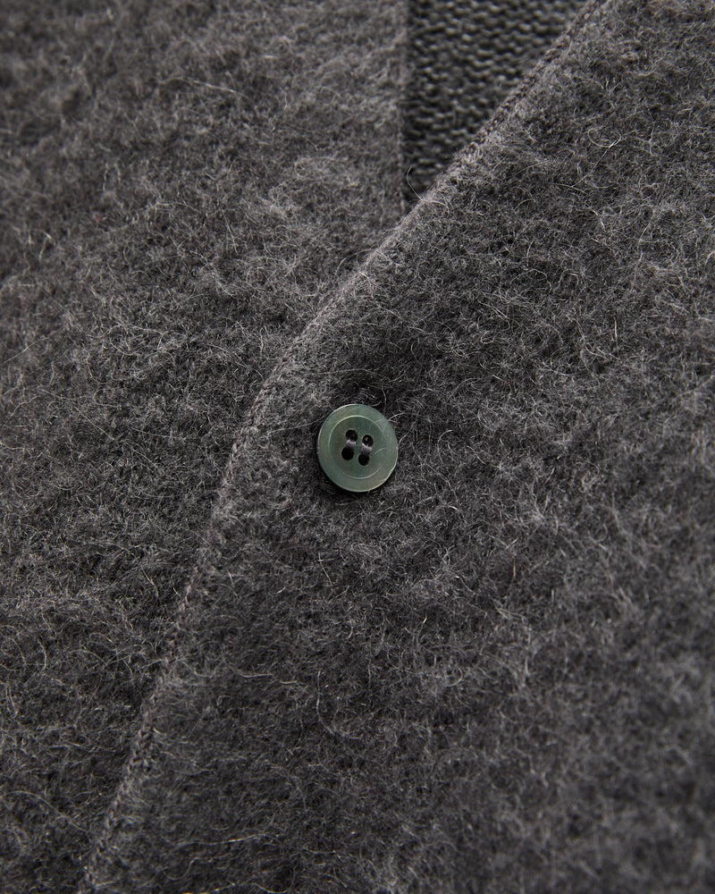 Shaggy Mohair Cardigan in Charcoal