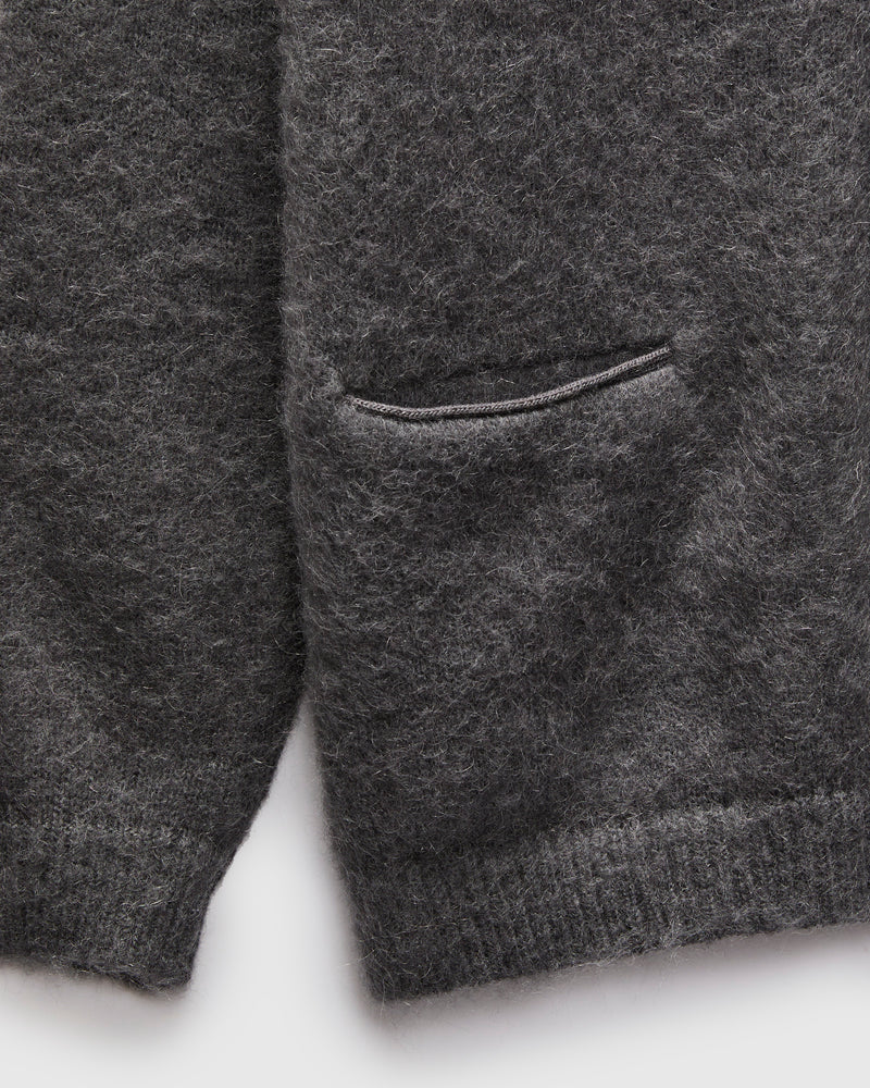 Shaggy Mohair Cardigan in Charcoal