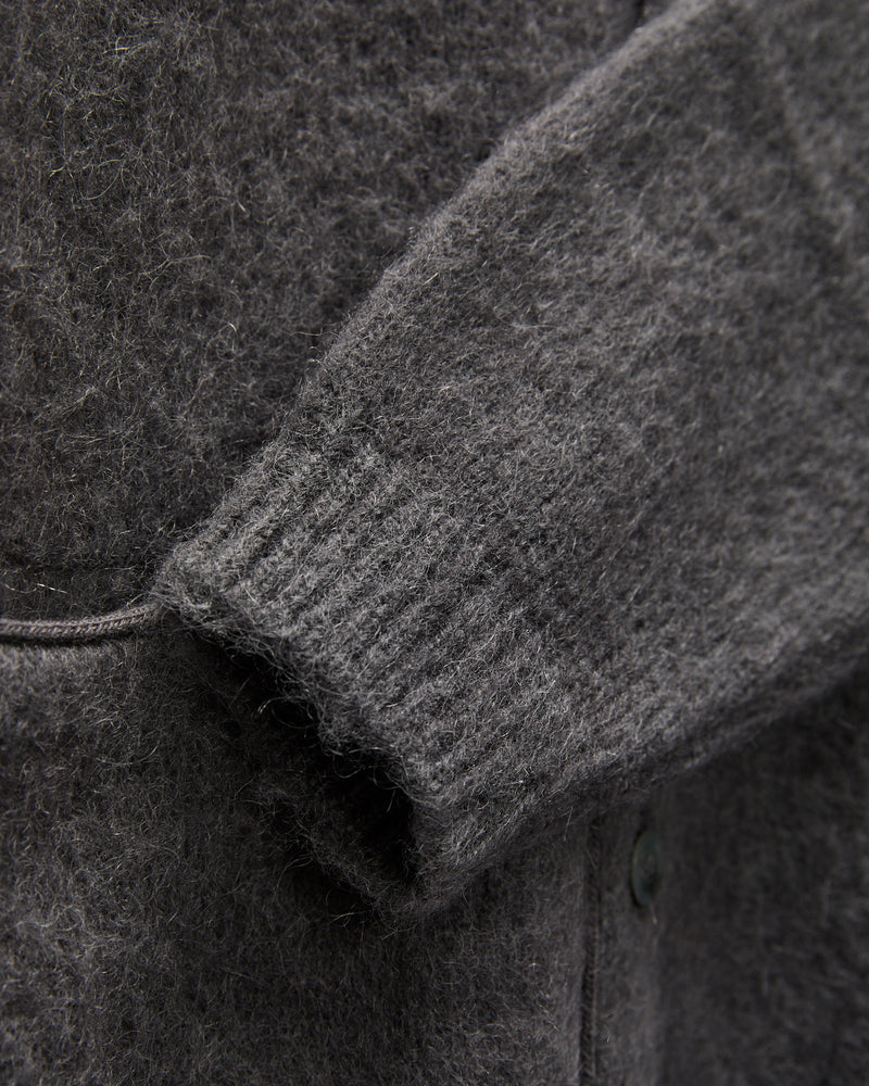 Shaggy Mohair Cardigan in Charcoal