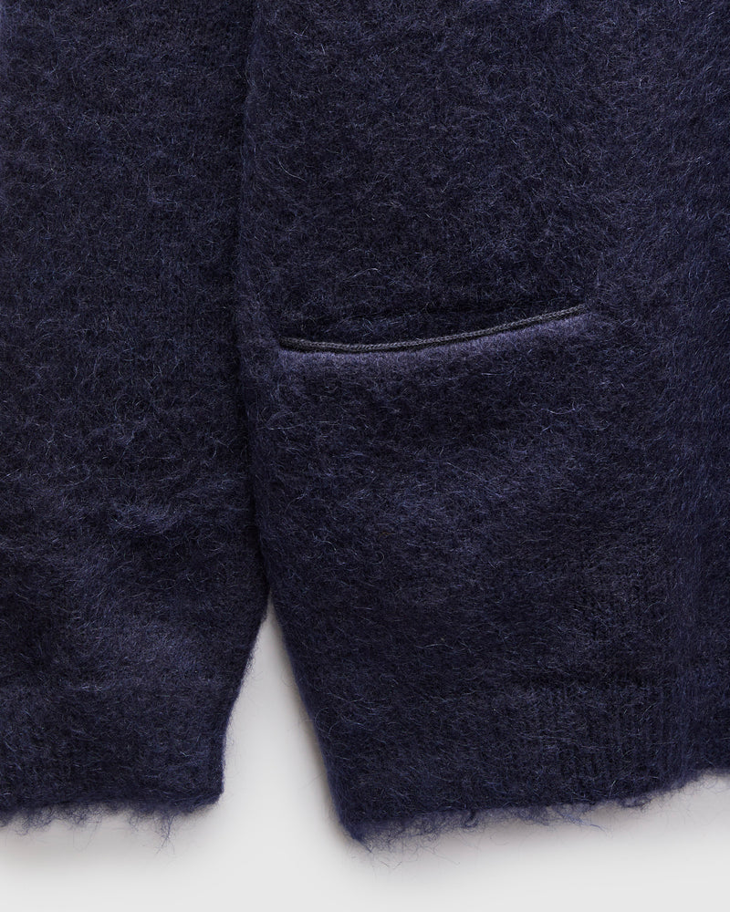 Shaggy Mohair Cardigan in Navy