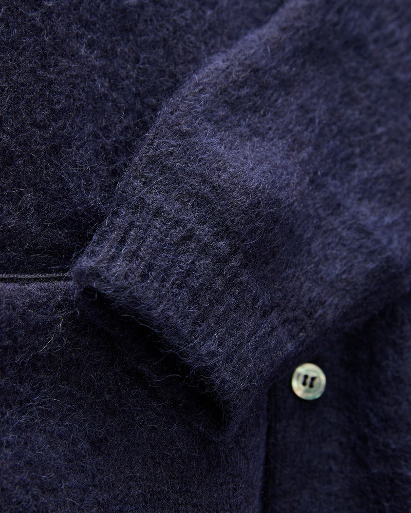 Shaggy Mohair Cardigan in Navy
