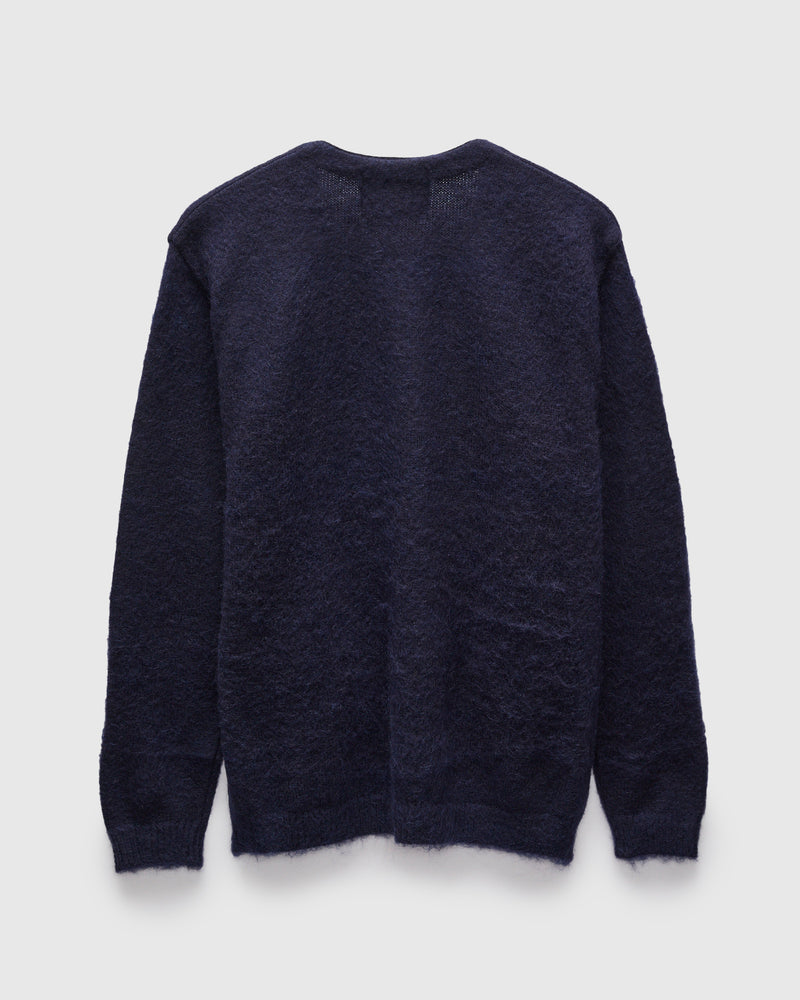 Shaggy Mohair Cardigan in Navy