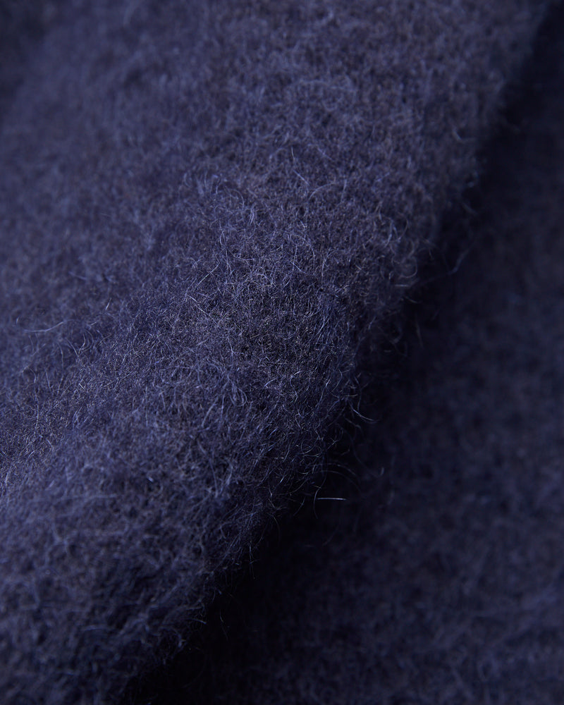 Shaggy Mohair Cardigan in Navy