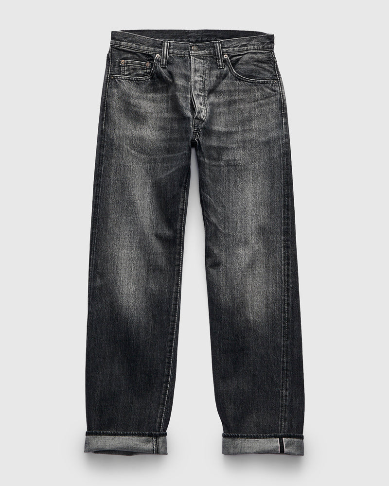"Natural Used Black" 14oz Washed Selvedge Denim - Regular Straight Fit