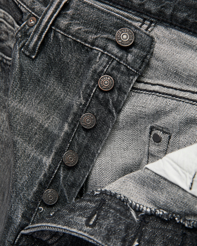 "Natural Used Black" 14oz Washed Selvedge Denim - Regular Straight Fit