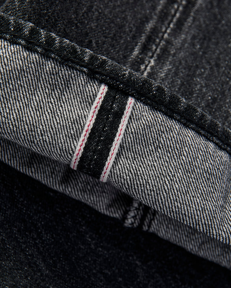 "Natural Used Black" 14oz Washed Selvedge Denim - Regular Straight Fit