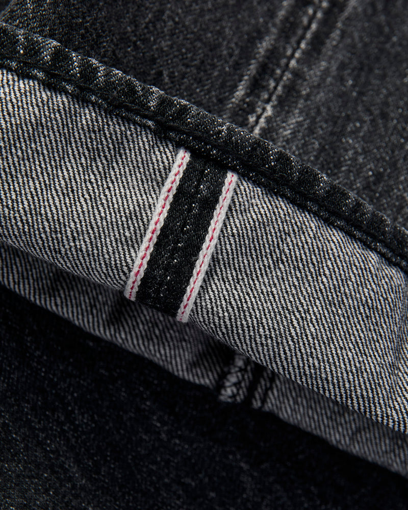 "Natural Used Black" 14oz Washed Selvedge Denim - Relaxed Tapered Fit