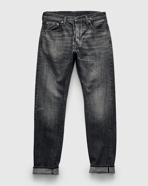 "Natural Used Black" 14oz Washed Selvedge Denim - Relaxed Tapered Fit