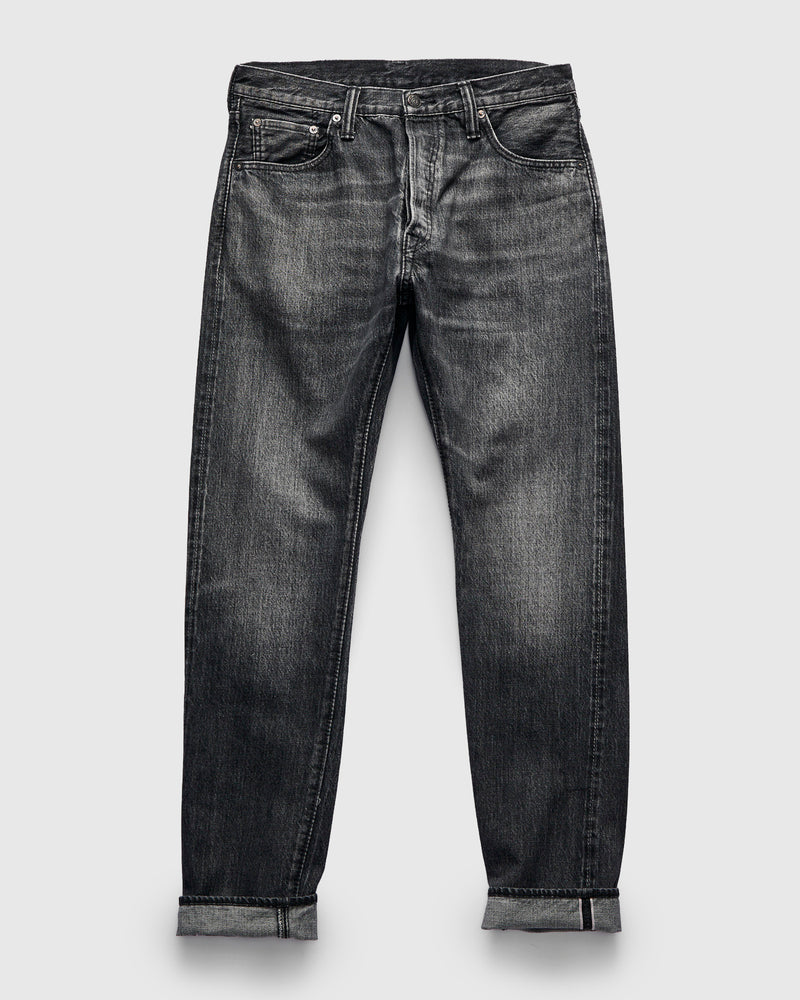 "Natural Used Black" 14oz Washed Selvedge Denim - Relaxed Tapered Fit