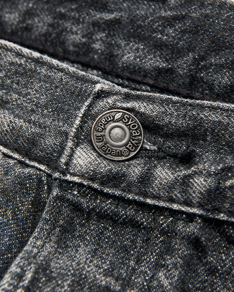 "Natural Used Black" 14oz Washed Selvedge Denim - Relaxed Tapered Fit