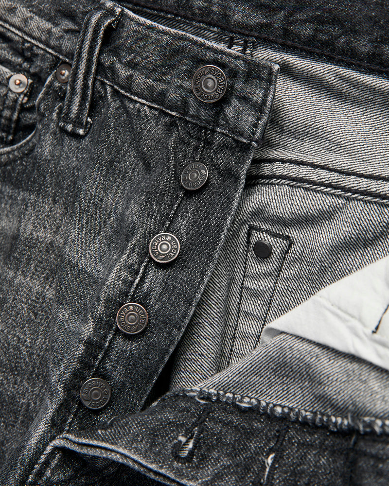 "Natural Used Black" 14oz Washed Selvedge Denim - Relaxed Tapered Fit