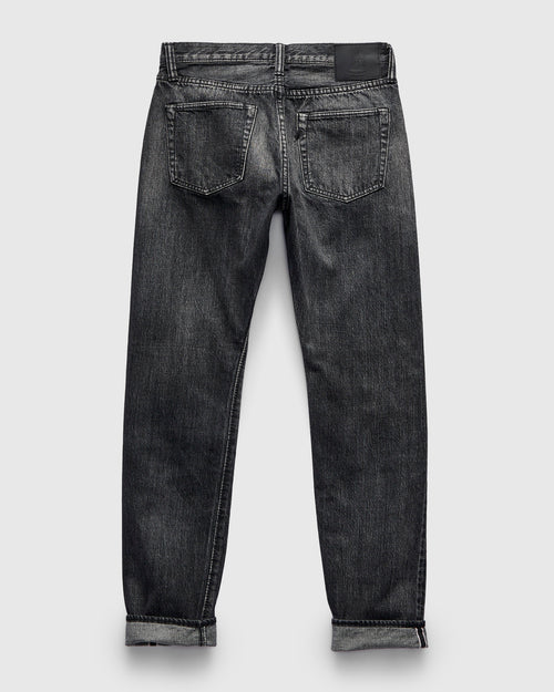 "Natural Used Black" 14oz Washed Selvedge Denim - Relaxed Tapered Fit