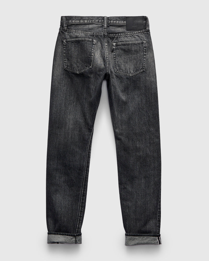 "Natural Used Black" 14oz Washed Selvedge Denim - Relaxed Tapered Fit
