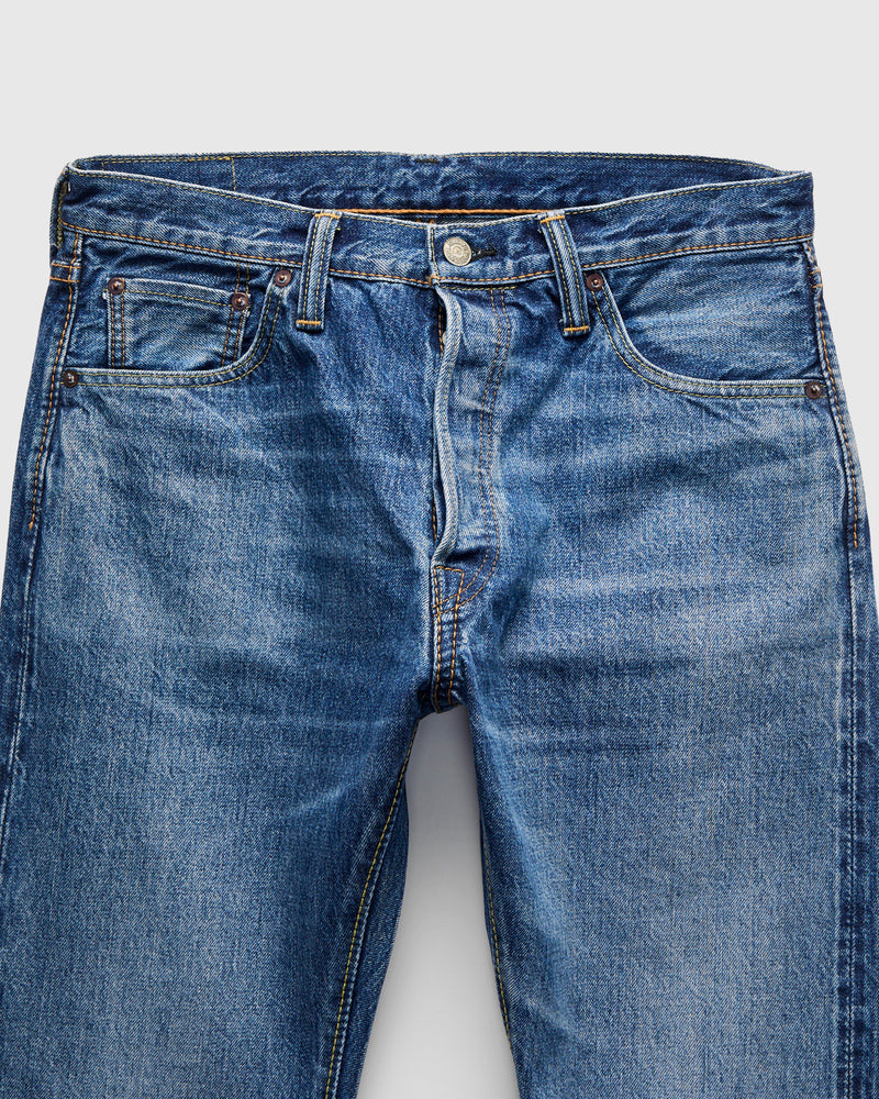 "Natural Used Indigo" 14oz Washed Selvedge Denim - Relaxed Tapered Fit