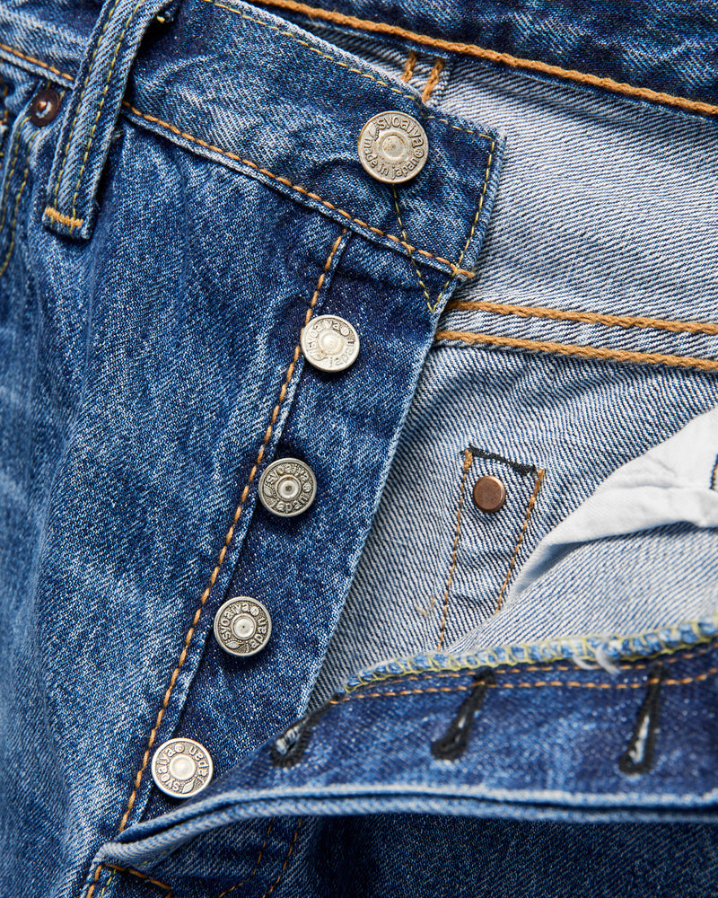 "Natural Used Indigo" 14oz Washed Selvedge Denim - Relaxed Tapered Fit