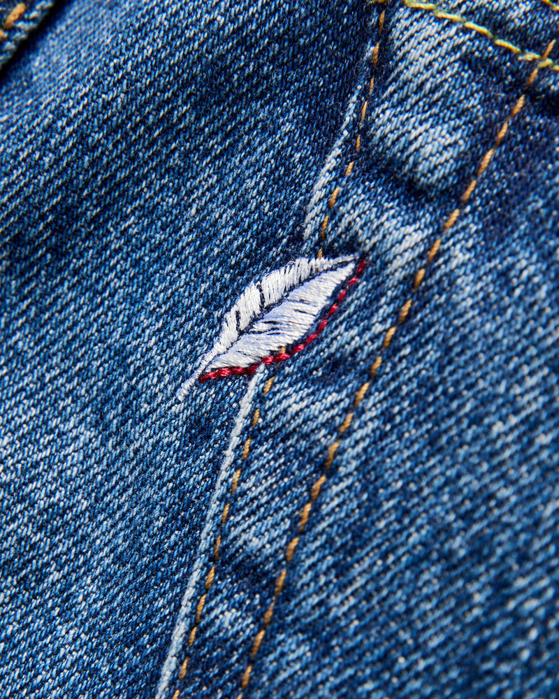 "Natural Used Indigo" 14oz Washed Selvedge Denim - Relaxed Tapered Fit