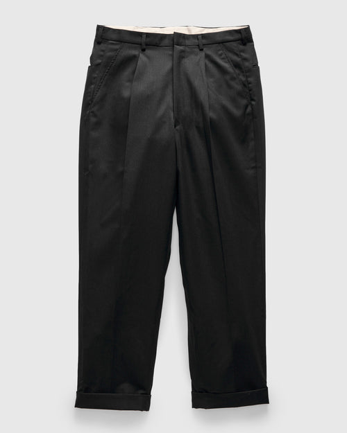 Single-Pleat Wool Trousers in Charcoal
