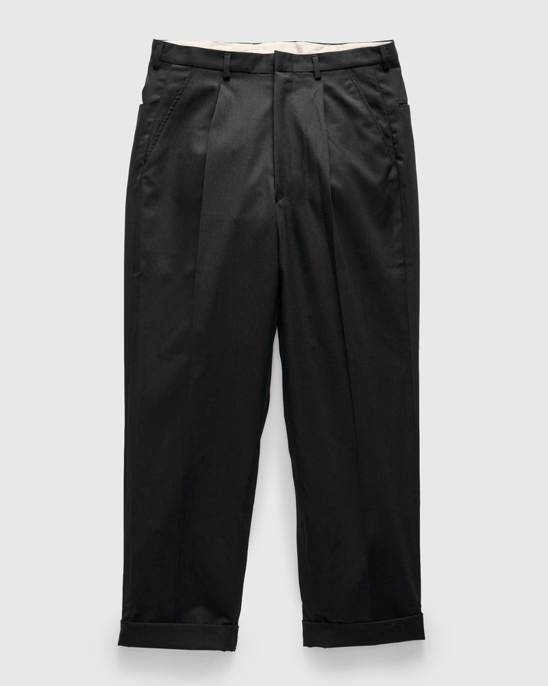 Single-Pleat Wool Trousers in Charcoal