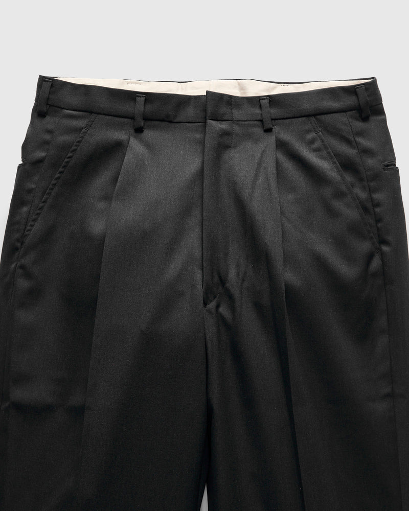 Single-Pleat Wool Trousers in Charcoal