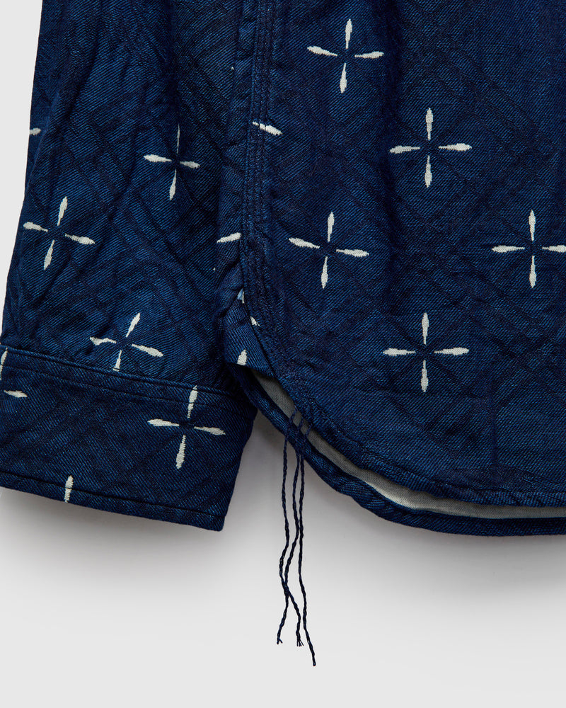 Narihirabishi Goldfish Pattern Jacquard Work Shirt in Indigo