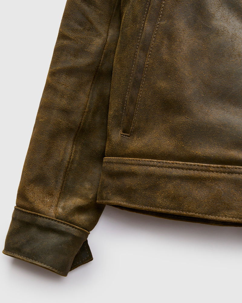 371 Sueded Cowhide Delivery Jacket in Olive