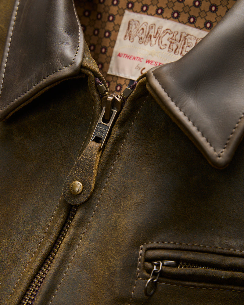371 Sueded Cowhide Delivery Jacket in Olive