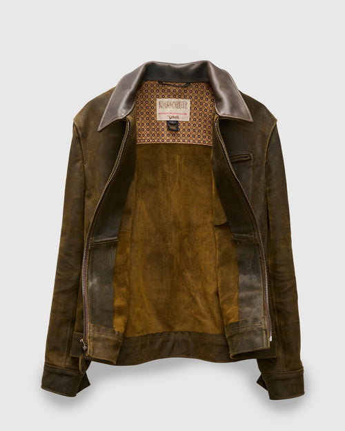 371 Sueded Cowhide Delivery Jacket in Olive