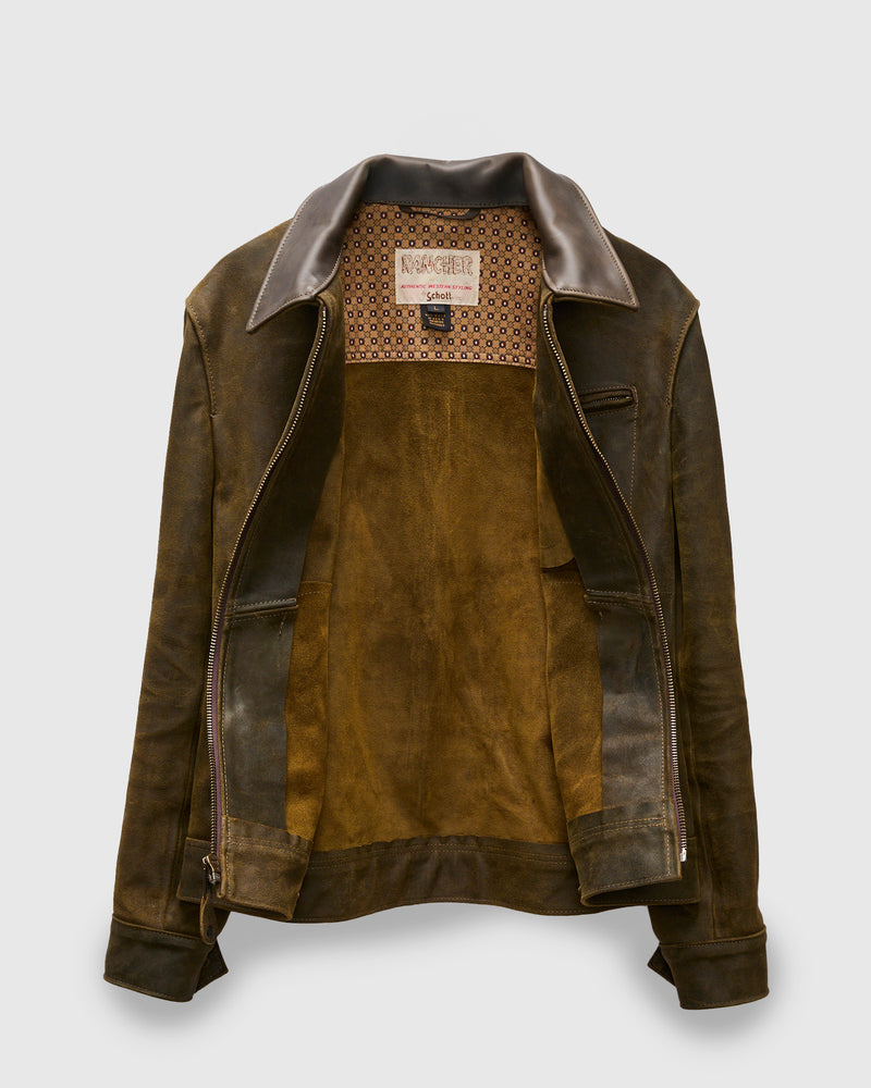 371 Sueded Cowhide Delivery Jacket in Olive