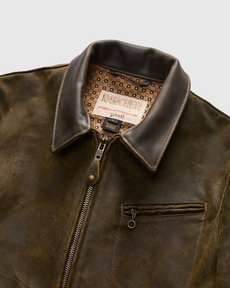 371 Sueded Cowhide Delivery Jacket in Olive