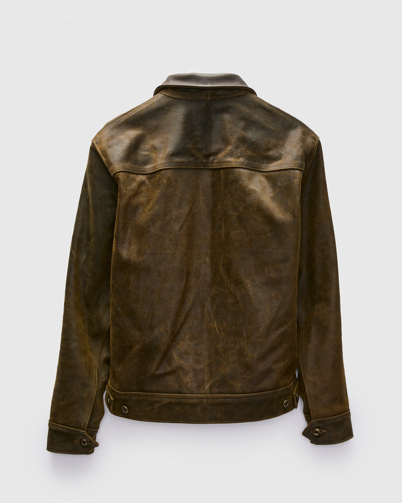 371 Sueded Cowhide Delivery Jacket in Olive