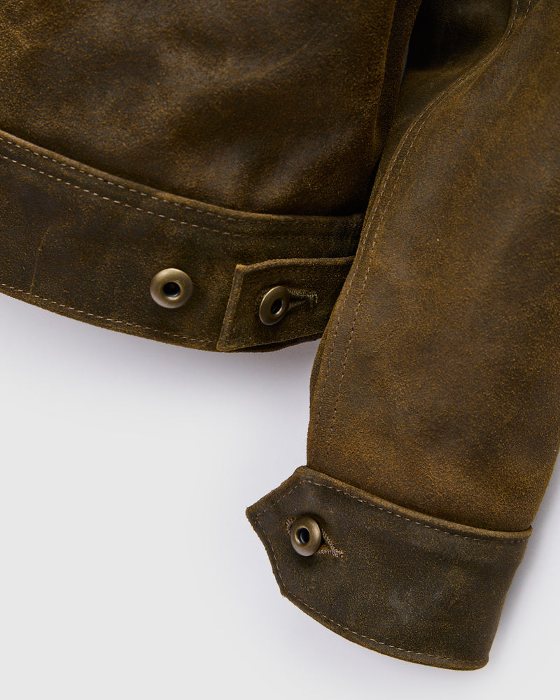 371 Sueded Cowhide Delivery Jacket in Olive