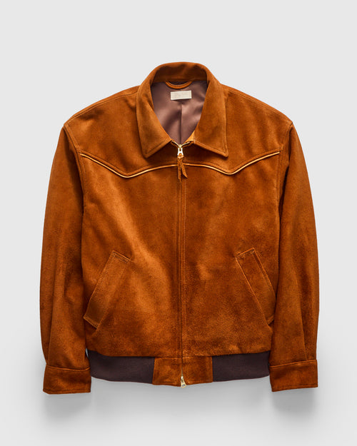 MSP-4043 Western Yoke Leather Jacket in Brown Suede