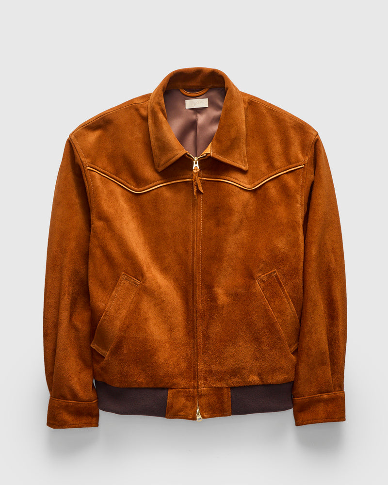 MSP-4043 Western Yoke Leather Jacket in Brown Suede