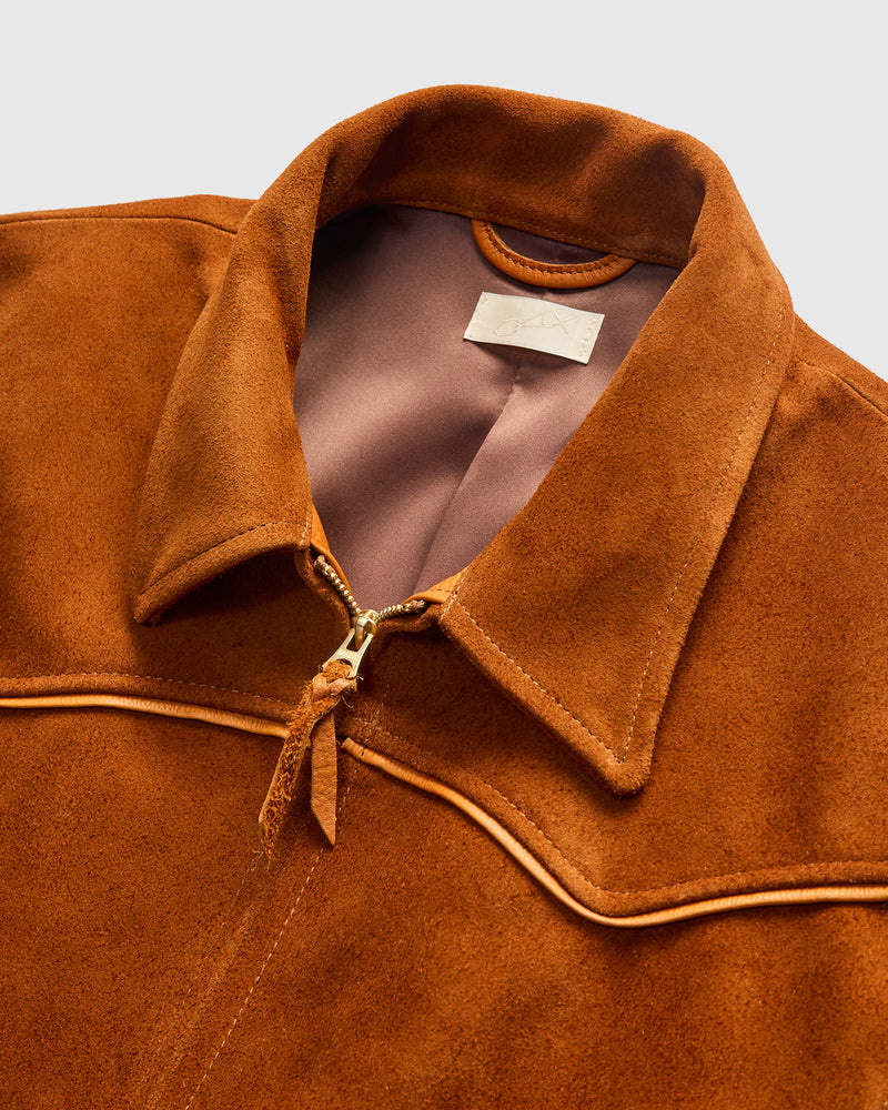 MSP-4043 Western Yoke Leather Jacket in Brown Suede